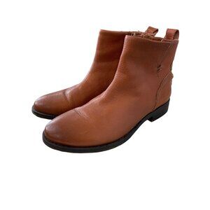 Franco Sarto Liz Ankle Boots Size 7.5 Round Toe Brown Leather Western Rodeo Boho